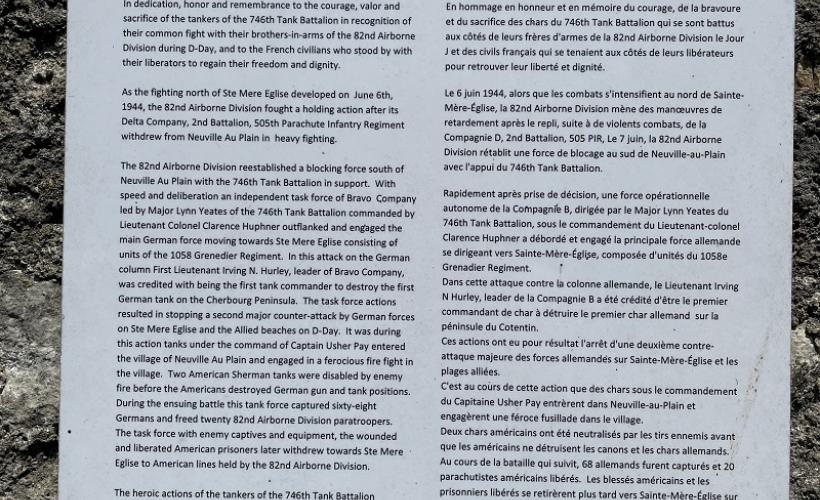 Plaque 746 Tank Battalion - Neuville