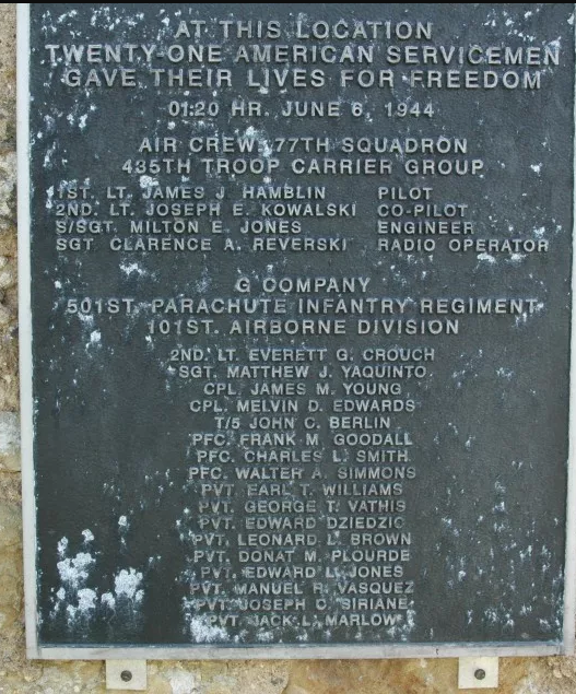 Plaque 435è Troop Carrier Group & 501è PIR